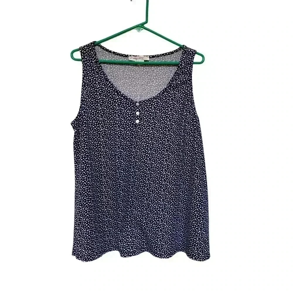 In Every Story navy blue w  white, 3 buttons at the front tunic